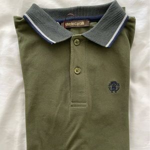 Roberto Cavalli army green polo shirt - Small